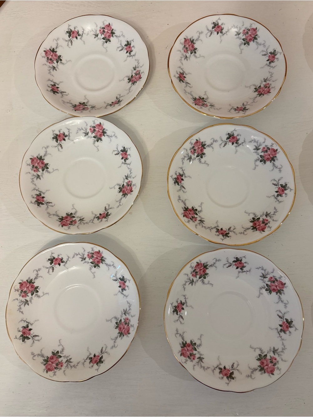 Rare 1969 Centenary Tea China Set of 6 Plates Floral Roses Gold Trim England